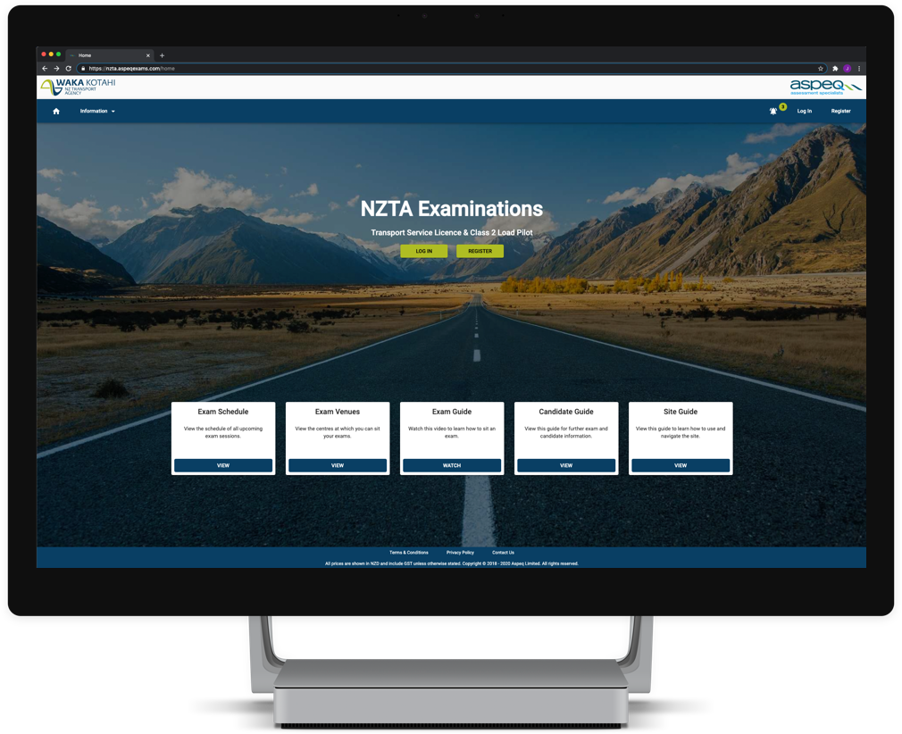 Screenshot of portal on desktop computer